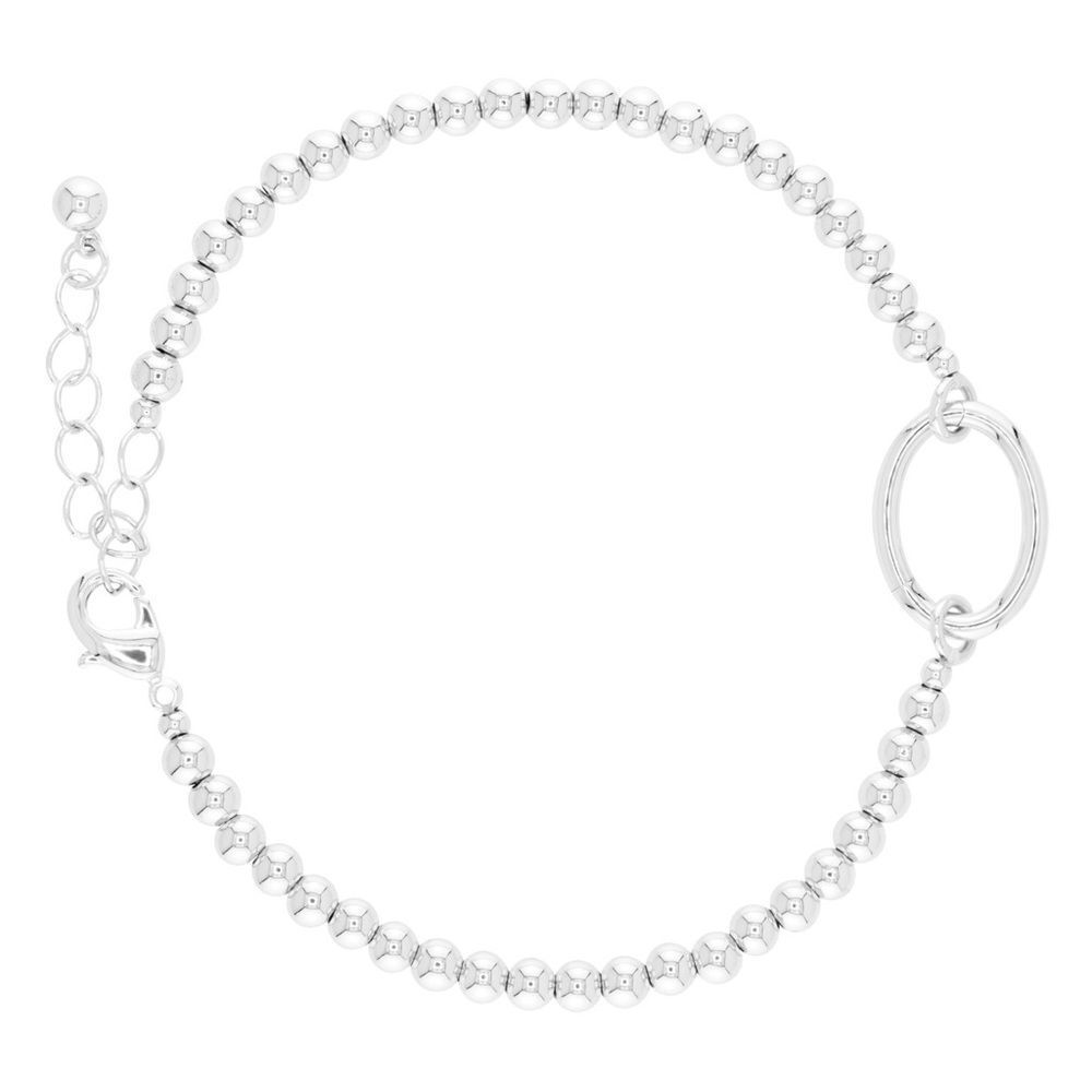 New Amanda Blu Silver Beaded Bracelet with Oval Accent